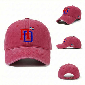 Dominican Republic Washed Cotton Baseball Cap Distressed RD Flag Dominican Pride TS10 Washed Cap Universal Fit Red Print Your Wear