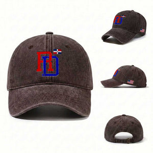 Dominican Republic Washed Cotton Baseball Cap Distressed RD Flag Dominican Pride TS10 Washed Cap Universal Fit Dark Brown Print Your Wear