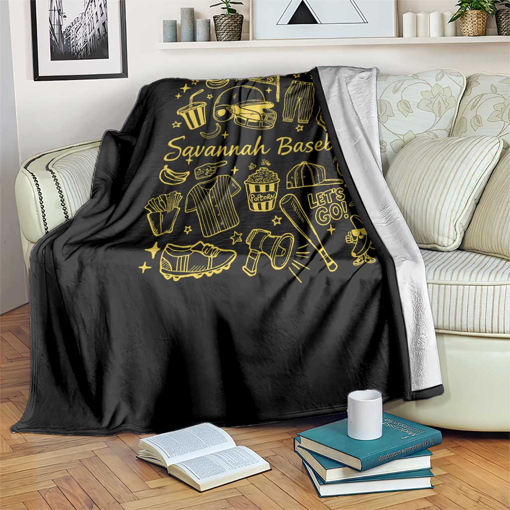 Bananas Baseball Throw Blanket Cute Trendy Banana Baseball Game Day Doodle TS10 Print Your Wear