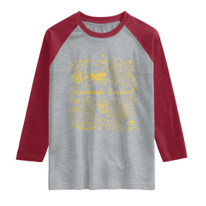 Bananas Baseball Raglan Shirt Cute Trendy Banana Baseball Game Day Doodle TS10 Heather Gray Heather Red Print Your Wear