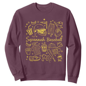 Bananas Baseball Sweatshirt Cute Trendy Banana Baseball Game Day Doodle TS10 Maroon Print Your Wear