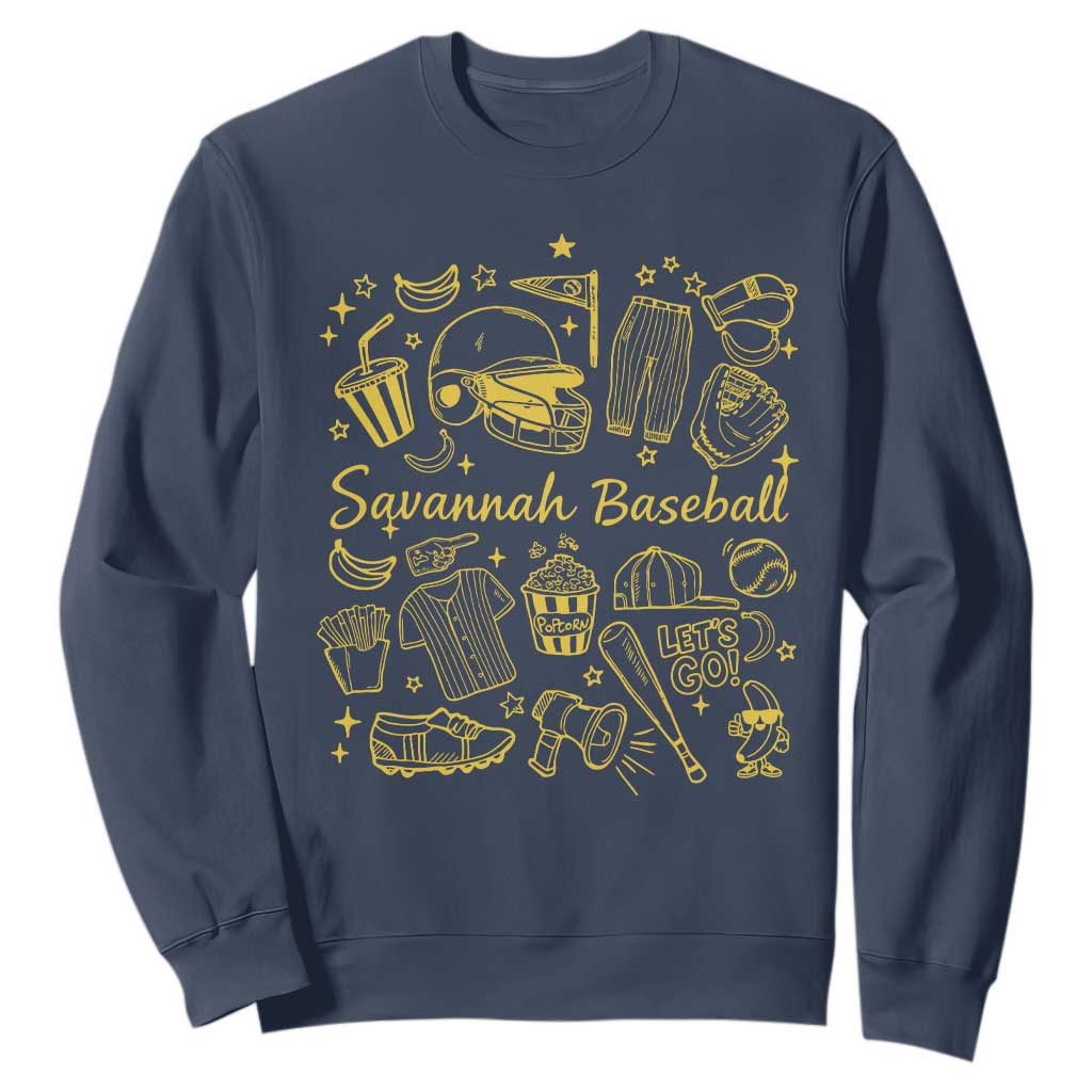 Bananas Baseball Sweatshirt Cute Trendy Banana Baseball Game Day Doodle TS10 Navy Print Your Wear