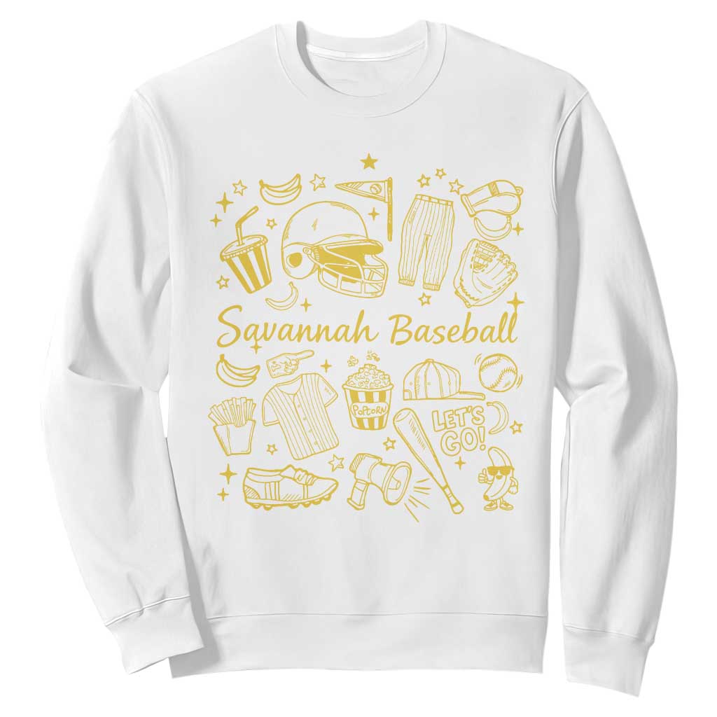 Bananas Baseball Sweatshirt Cute Trendy Banana Baseball Game Day Doodle TS10 White Print Your Wear