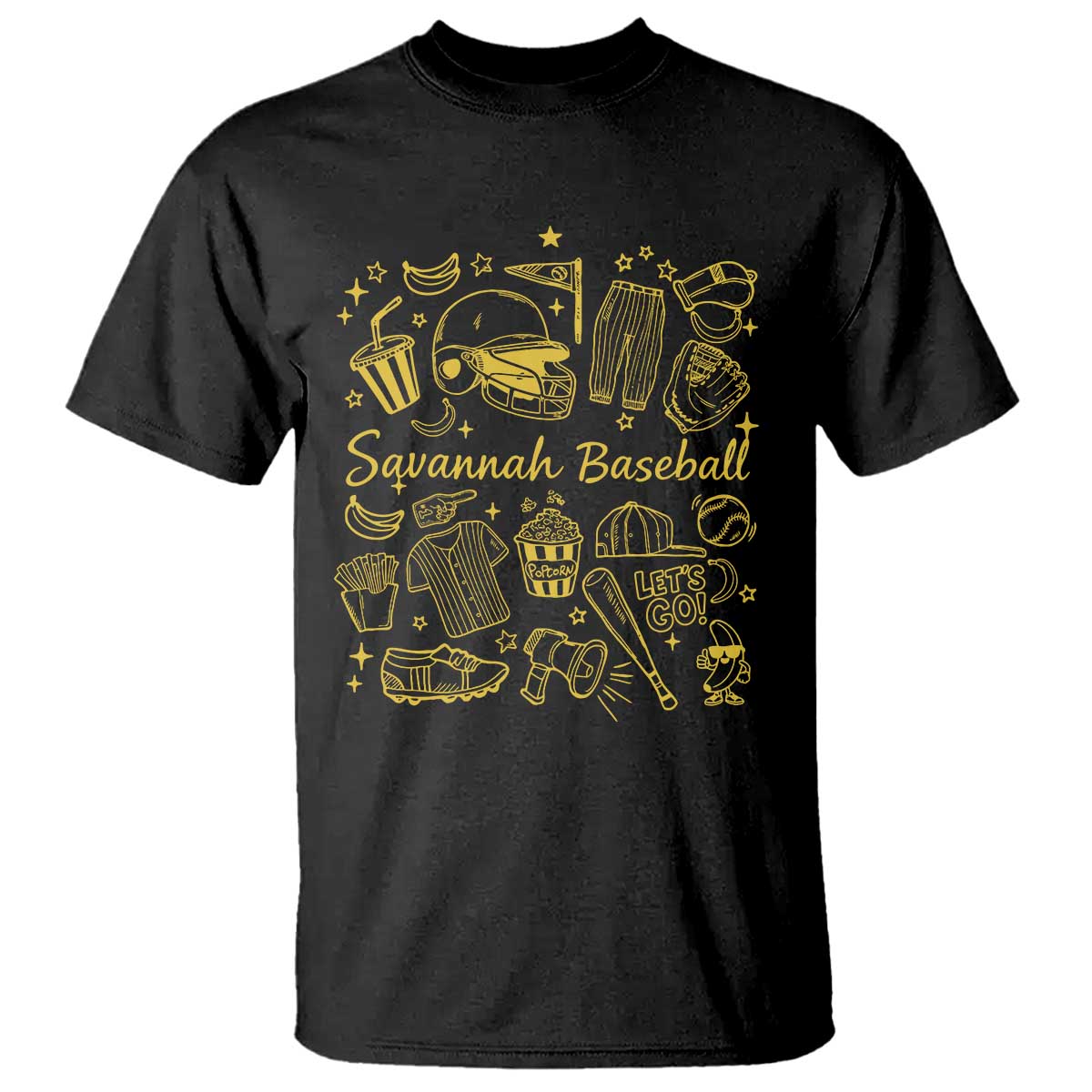 Bananas Baseball T Shirt Cute Trendy Banana Baseball Game Day Doodle TS10 Black Print Your Wear