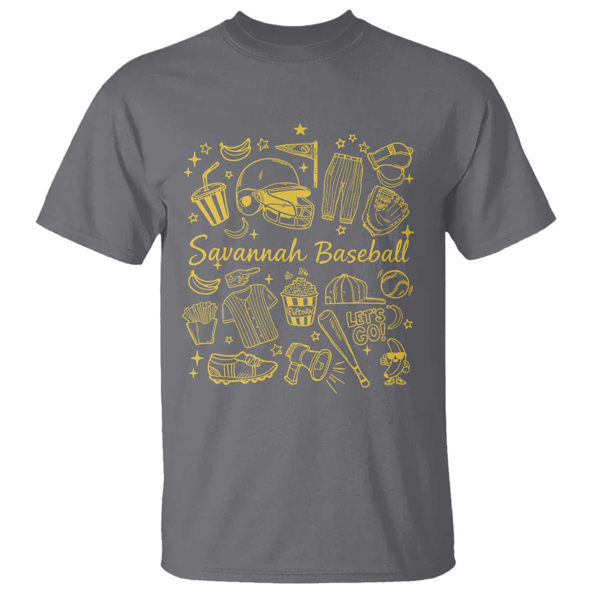 Bananas Baseball T Shirt Cute Trendy Banana Baseball Game Day Doodle TS10 Charcoal Print Your Wear