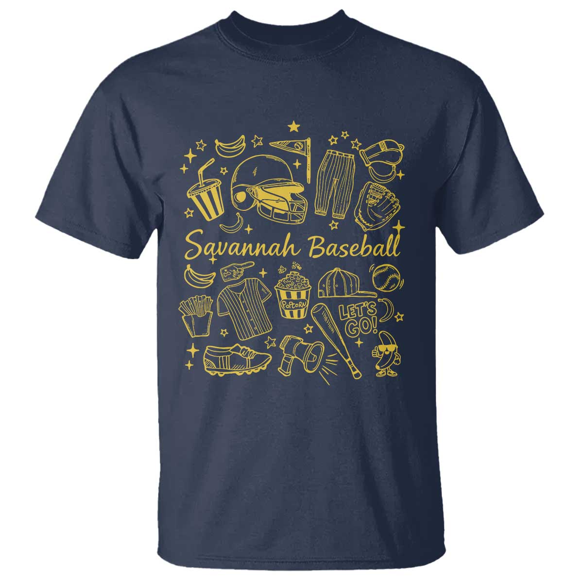 Bananas Baseball T Shirt Cute Trendy Banana Baseball Game Day Doodle TS10 Navy Print Your Wear