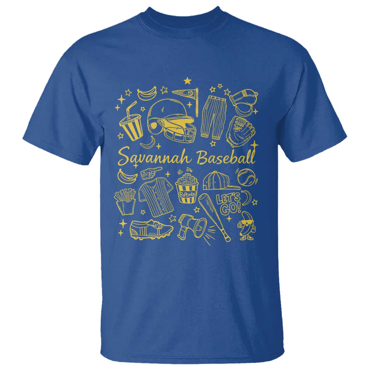 Bananas Baseball T Shirt Cute Trendy Banana Baseball Game Day Doodle TS10 Royal Blue Print Your Wear