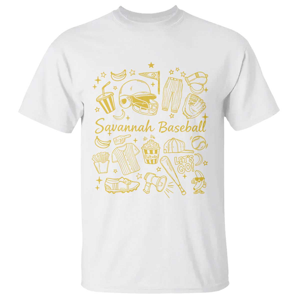 Bananas Baseball T Shirt Cute Trendy Banana Baseball Game Day Doodle TS10 White Print Your Wear