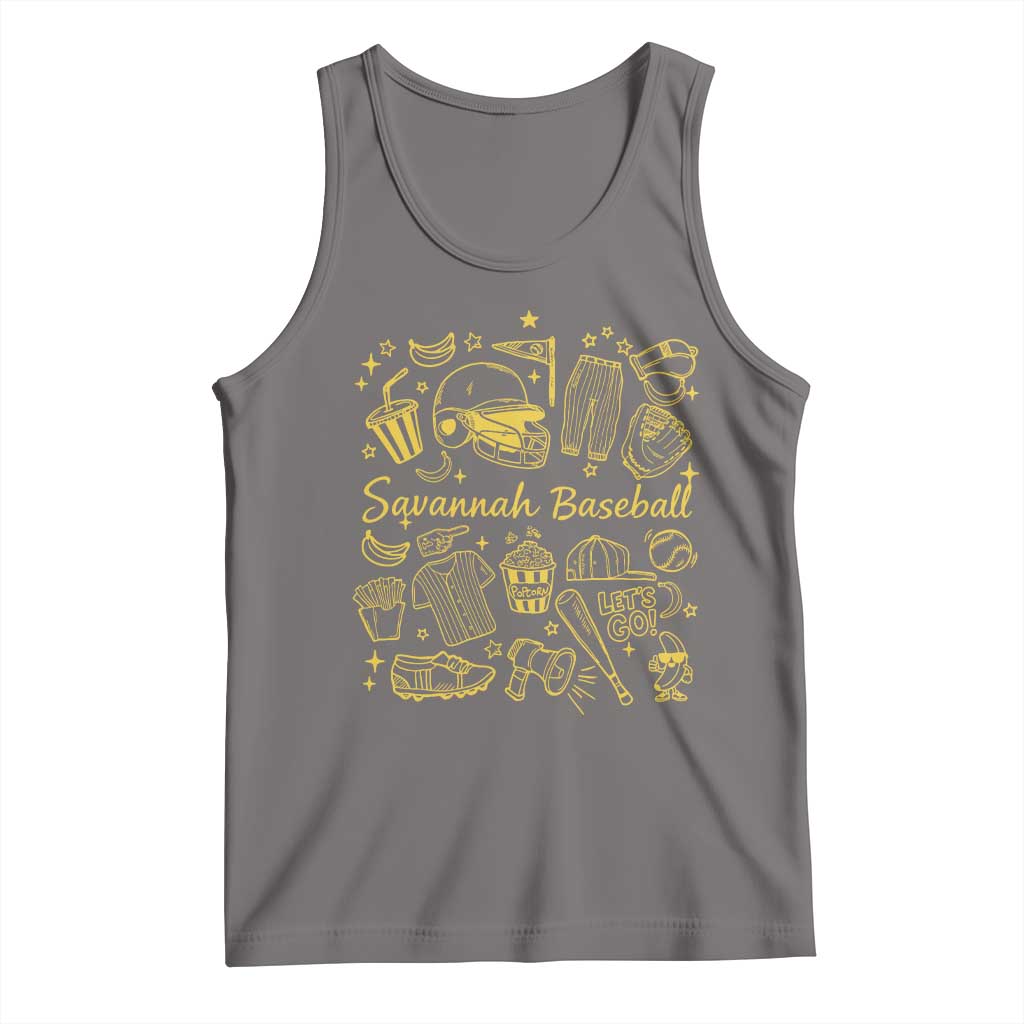 Bananas Baseball Tank Top Cute Trendy Banana Baseball Game Day Doodle TS10 Deep Heather Print Your Wear