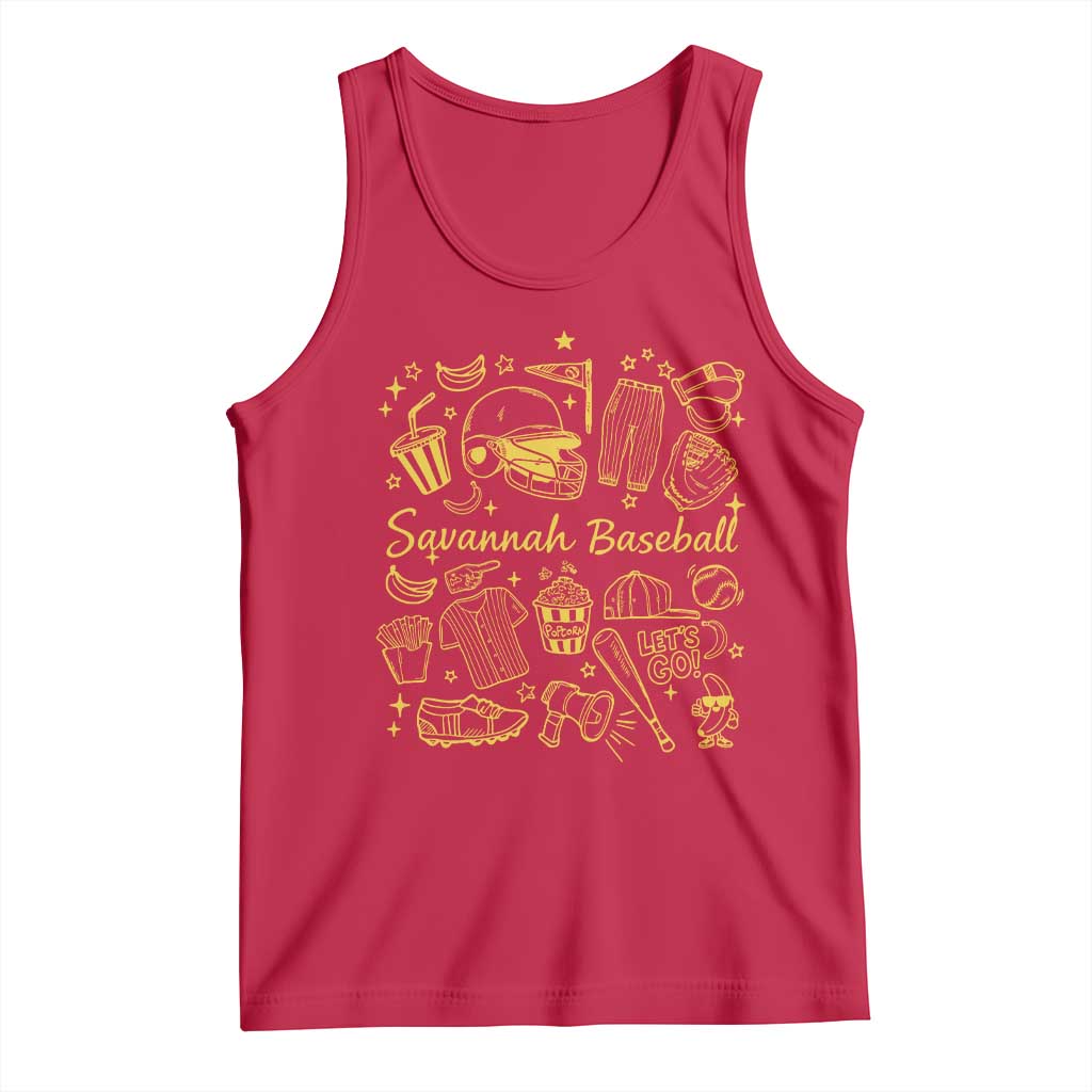 Bananas Baseball Tank Top Cute Trendy Banana Baseball Game Day Doodle TS10 Red Print Your Wear
