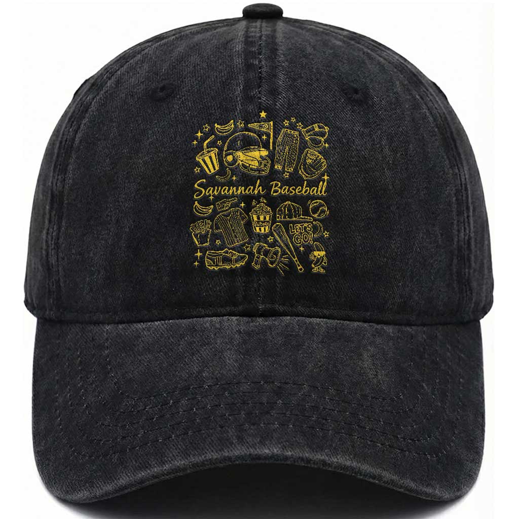Bananas Baseball Washed Cotton Baseball Cap Cute Trendy Banana Baseball Game Day Doodle TS10 Print Your Wear