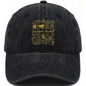 Bananas Baseball Washed Cotton Baseball Cap Cute Trendy Banana Baseball Game Day Doodle TS10 Print Your Wear