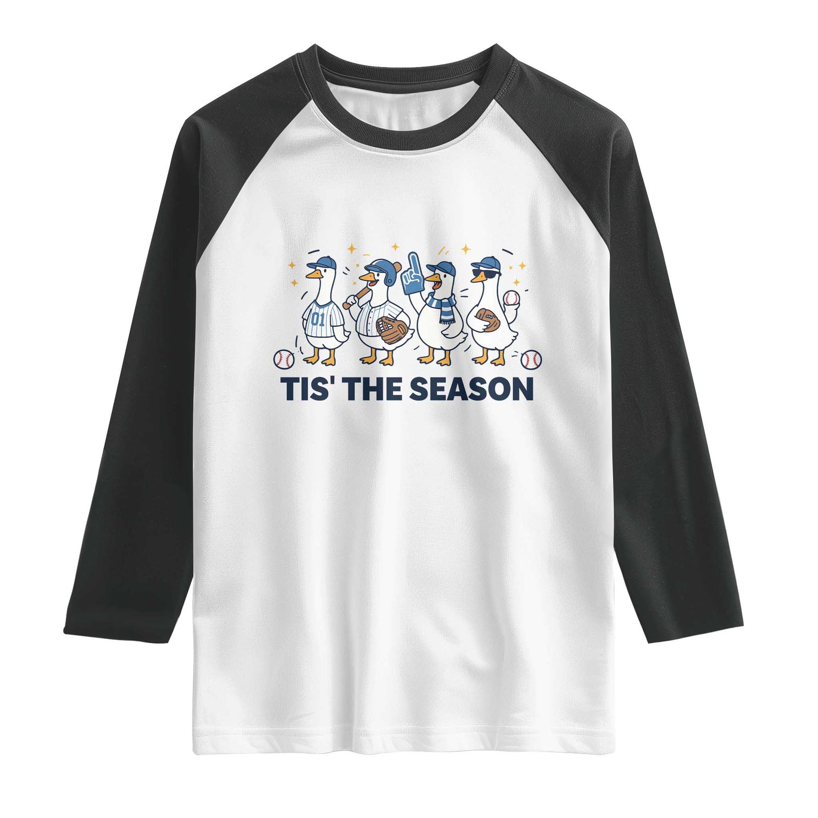 Baseball Silly Goose Raglan Shirt Funny Tis The Season Baseball Mom TS10 White Black Print Your Wear