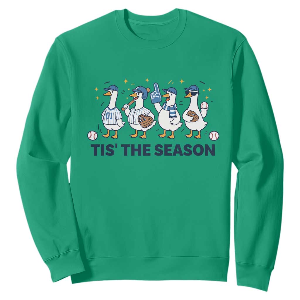Baseball Silly Goose Sweatshirt Funny Tis The Season Baseball Mom TS10 Irish Green Print Your Wear