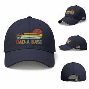 Funny Dad Jokes In A Dad-a-base Baseball Cap Retro Vintage Fathers Day TS10 Baseball Cap Universal Fit Navy Print Your Wear