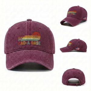Funny Dad Jokes In A Dad-a-base Washed Cotton Baseball Cap Retro Vintage Fathers Day TS10 Washed Cap Universal Fit Burgundy Print Your Wear