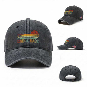 Funny Dad Jokes In A Dad-a-base Washed Cotton Baseball Cap Retro Vintage Fathers Day TS10 Washed Cap Universal Fit Dark Gray Print Your Wear