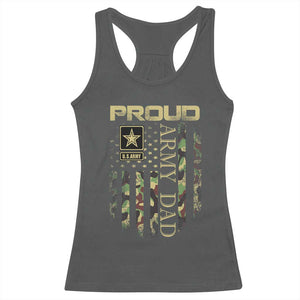 Proud Army Dad Racerback Tank Top Military Father US Army Camo Flag TS10 Dark Heather Print Your Wear