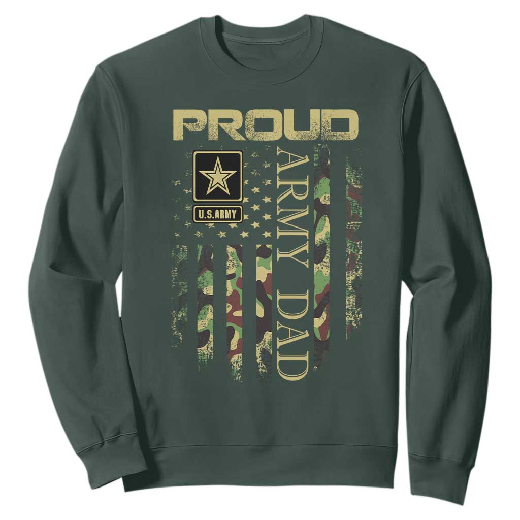 Proud Army Dad Sweatshirt Military Father US Army Camo Flag TS10 Dark Forest Green Print Your Wear