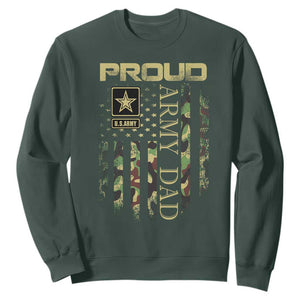 Proud Army Dad Sweatshirt Military Father US Army Camo Flag TS10 Dark Forest Green Print Your Wear