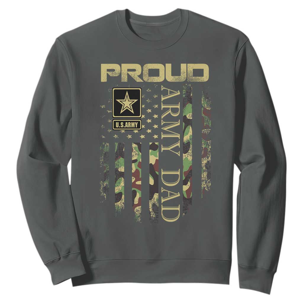 Proud Army Dad Sweatshirt Military Father US Army Camo Flag TS10 Dark Heather Print Your Wear