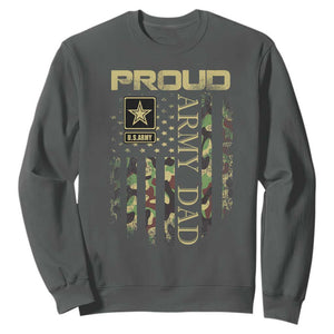 Proud Army Dad Sweatshirt Military Father US Army Camo Flag TS10 Dark Heather Print Your Wear