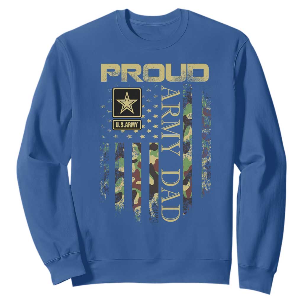 Proud Army Dad Sweatshirt Military Father US Army Camo Flag TS10 Royal Blue Print Your Wear