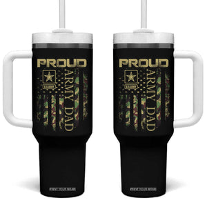 Proud Army Dad Tumbler With Handle Military Father US Army Camo Flag TS10 One Size: 40 oz Black Print Your Wear