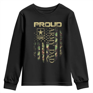 Proud Army Dad Youth Sweatshirt Military Father US Army Camo Flag TS10 Black Print Your Wear