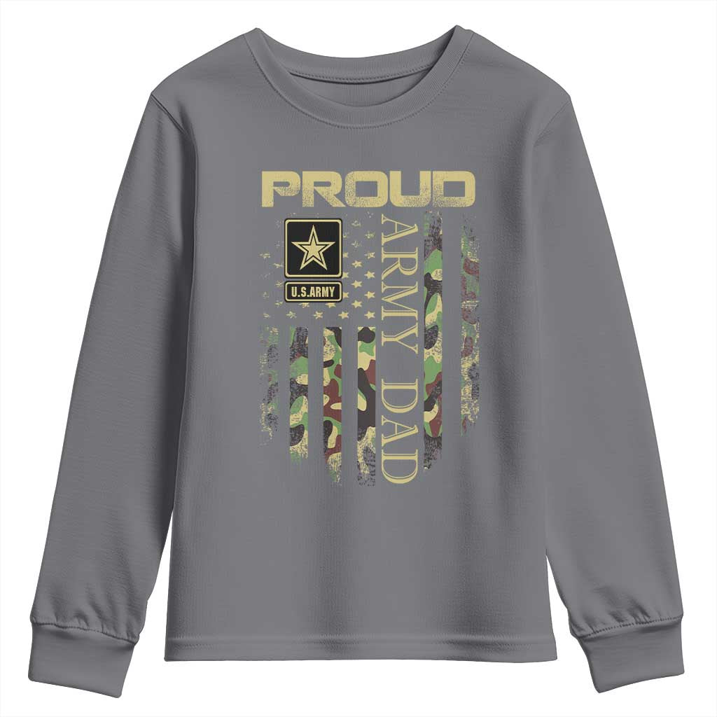 Proud Army Dad Youth Sweatshirt Military Father US Army Camo Flag TS10 Charcoal Print Your Wear