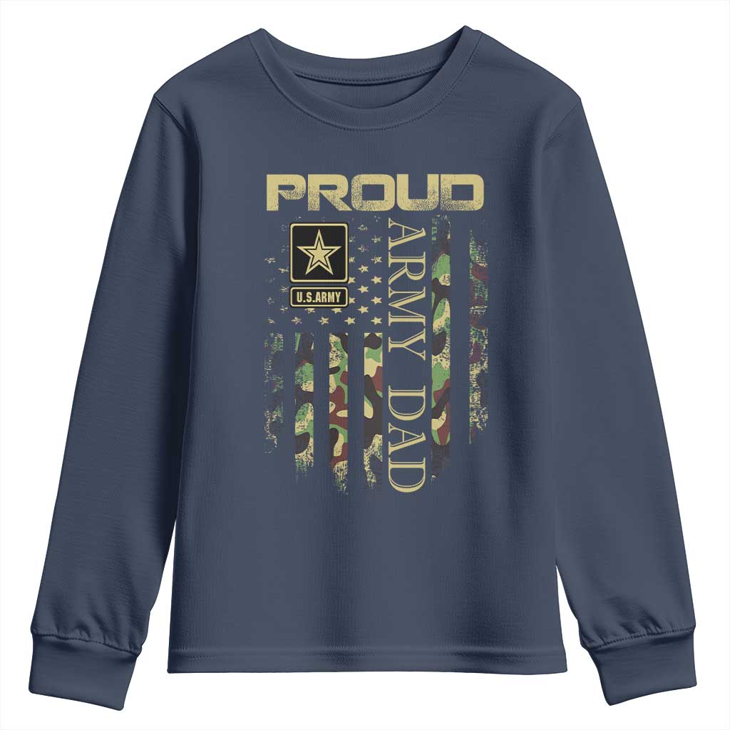 Proud Army Dad Youth Sweatshirt Military Father US Army Camo Flag TS10 Navy Print Your Wear