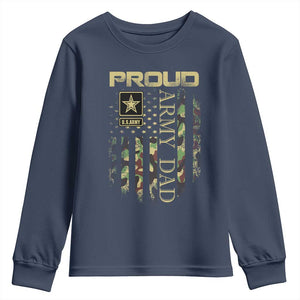 Proud Army Dad Youth Sweatshirt Military Father US Army Camo Flag TS10 Navy Print Your Wear