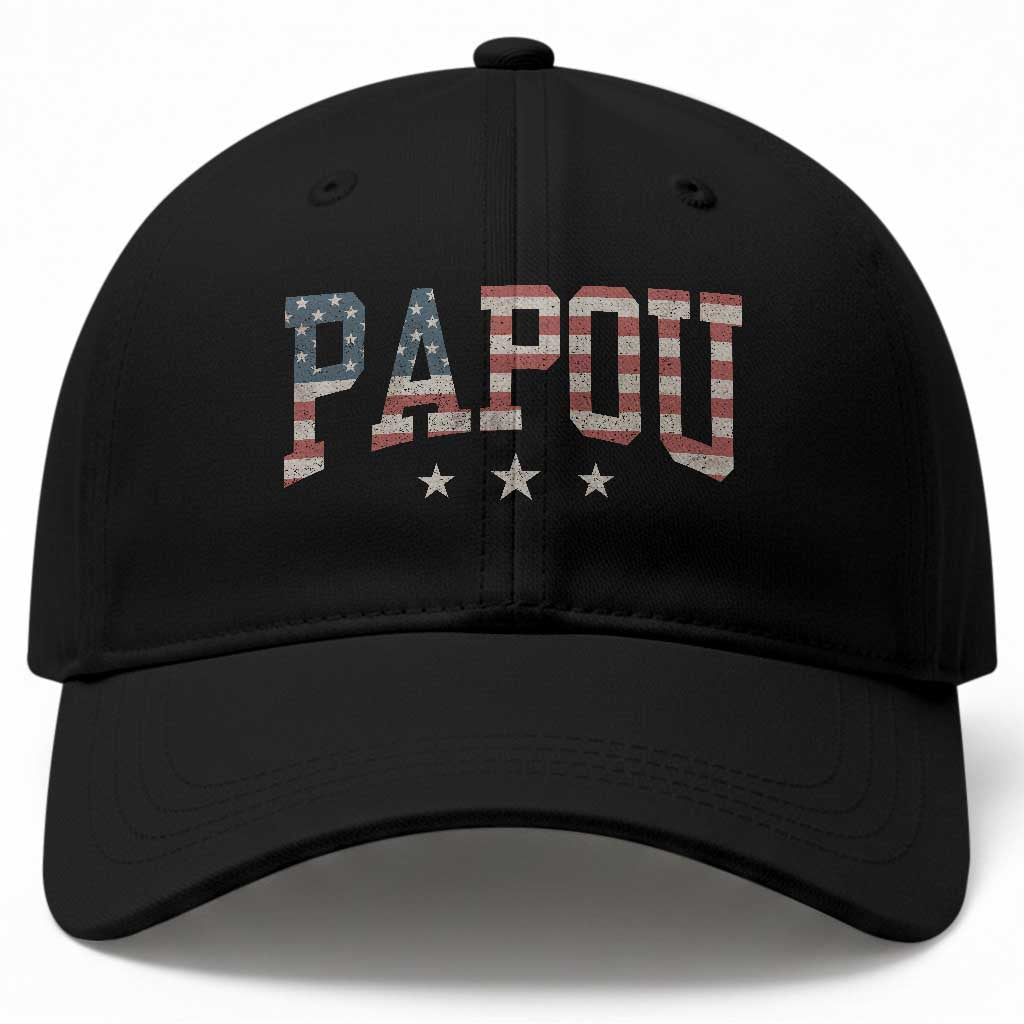Papou Baseball Cap New Grandpa Father’s Day USA Flag Patriotic TS10 Print Your Wear