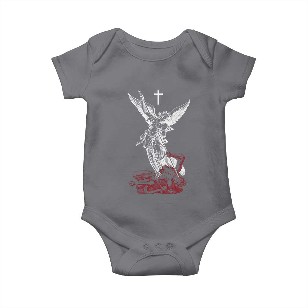 Saint Michael The Archangel Defeating Satan Baby Onesie TS10 Charcoal Print Your Wear