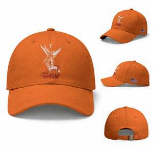 Saint Michael The Archangel Defeating Satan Baseball Cap TS10 Baseball Cap Universal Fit Orange Print Your Wear