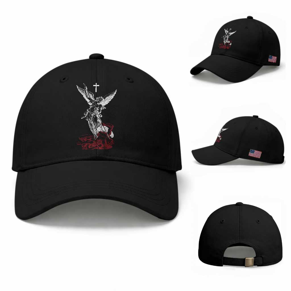 Saint Michael The Archangel Defeating Satan Baseball Cap TS10 Baseball Cap Universal Fit Black Print Your Wear