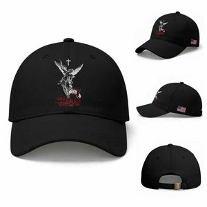 Saint Michael The Archangel Defeating Satan Baseball Cap TS10 Baseball Cap Universal Fit Black Print Your Wear