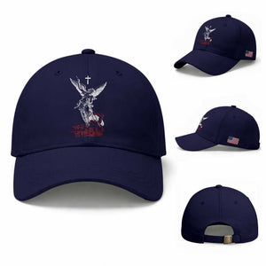 Saint Michael The Archangel Defeating Satan Baseball Cap TS10 Baseball Cap Universal Fit Dark Blue Print Your Wear