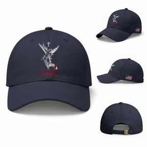 Saint Michael The Archangel Defeating Satan Baseball Cap TS10 Baseball Cap Universal Fit Navy Print Your Wear