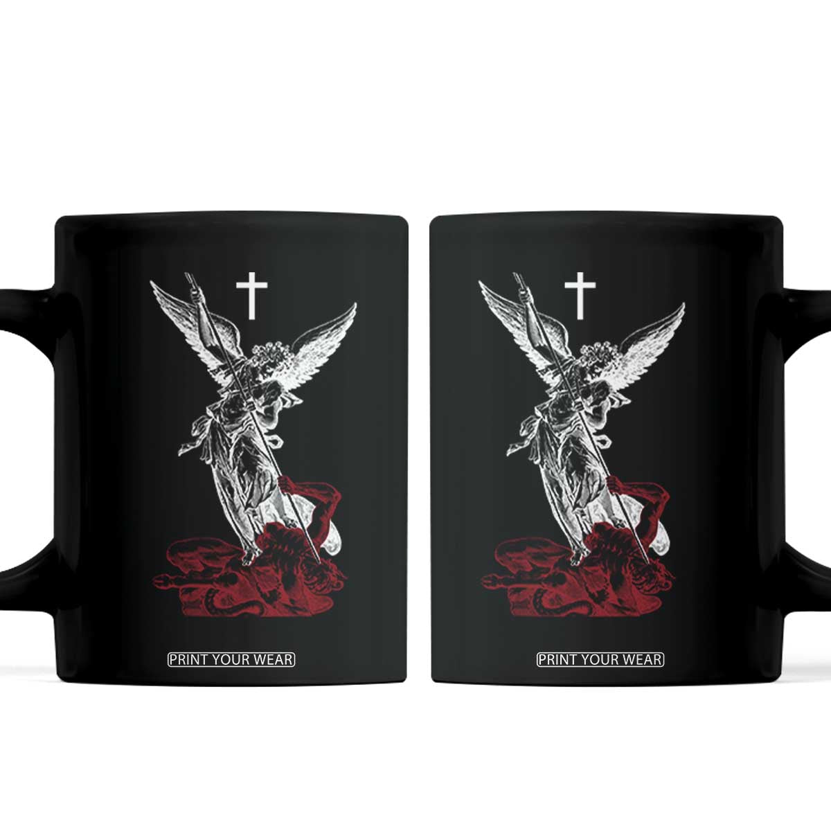 Saint Michael The Archangel Defeating Satan Coffee Mug TS10 Black Print Your Wear