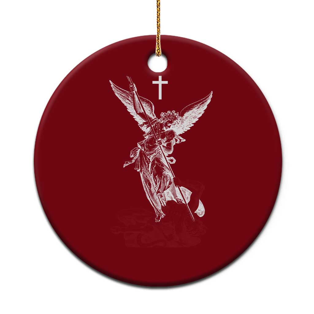 Saint Michael The Archangel Defeating Satan Ceramic Ornament TS10 1pc Red Print Your Wear