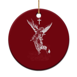 Saint Michael The Archangel Defeating Satan Ceramic Ornament TS10 1pc Red Print Your Wear