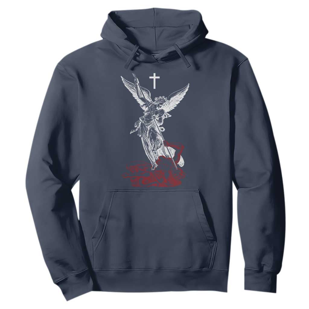 Saint Michael The Archangel Defeating Satan Hoodie TS10 Navy Print Your Wear