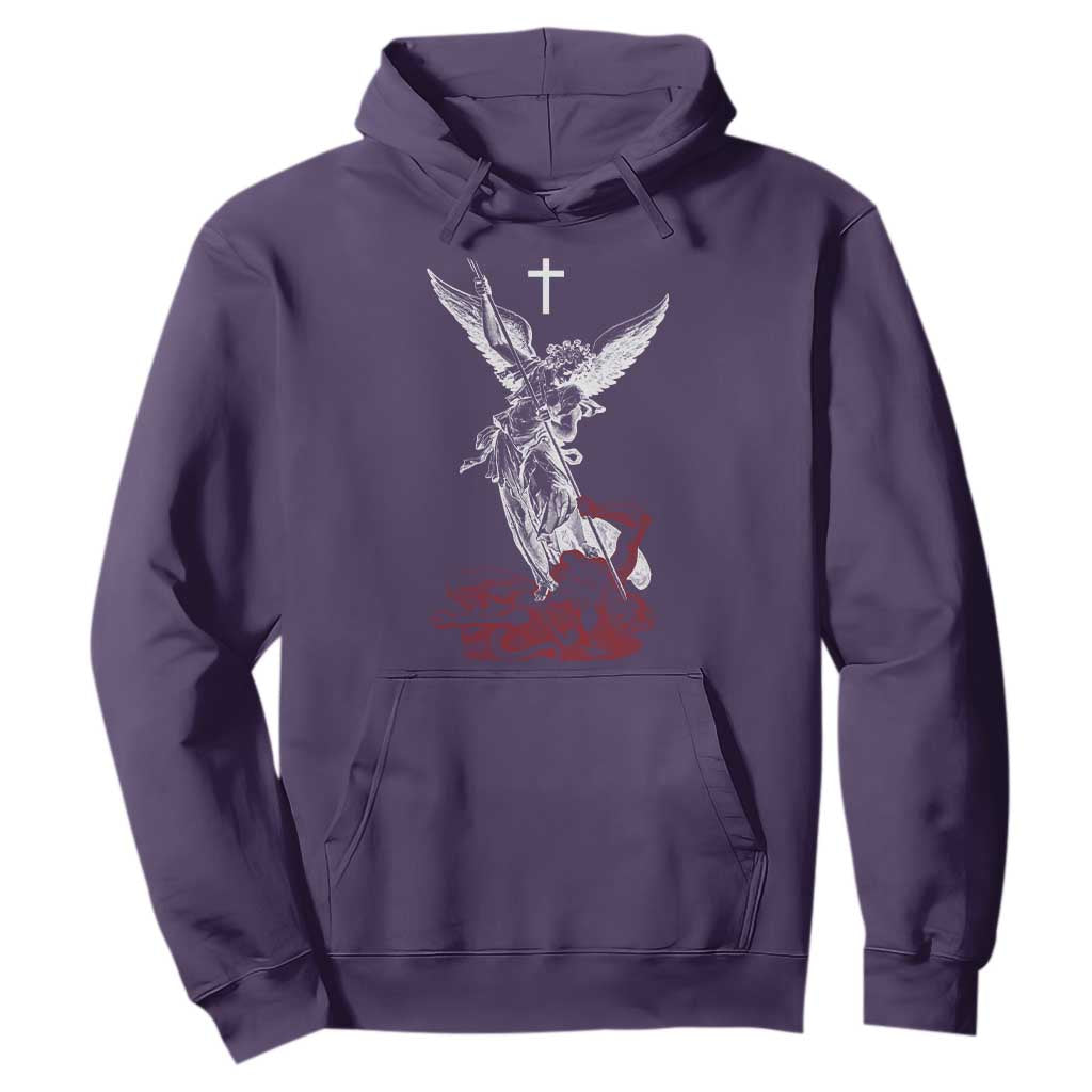 Saint Michael The Archangel Defeating Satan Hoodie TS10 Purple Print Your Wear