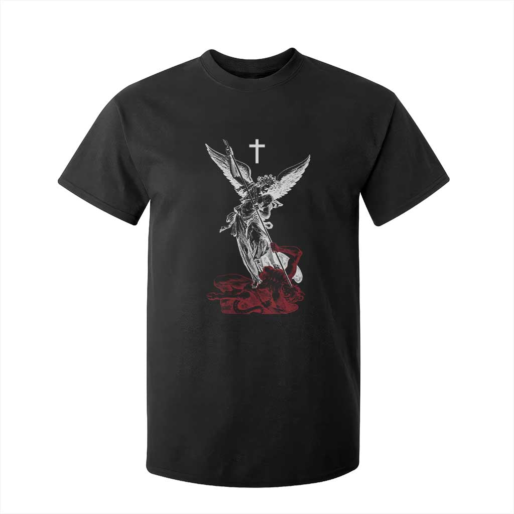 Saint Michael The Archangel Defeating Satan T Shirt For Kid TS10 Black Print Your Wear