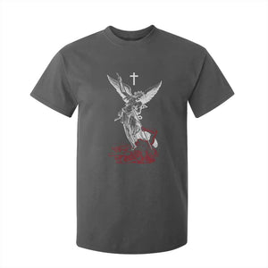 Saint Michael The Archangel Defeating Satan T Shirt For Kid TS10 Dark Heather Print Your Wear