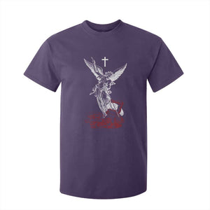 Saint Michael The Archangel Defeating Satan T Shirt For Kid TS10 Purple Print Your Wear