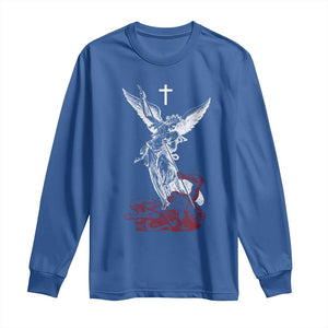 Saint Michael The Archangel Defeating Satan Long Sleeve Shirt TS10 Royal Blue Print Your Wear