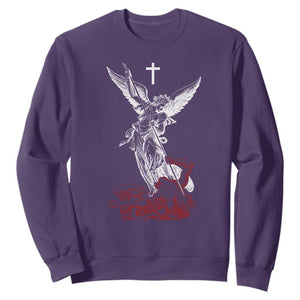 Saint Michael The Archangel Defeating Satan Sweatshirt TS10 Purple Print Your Wear