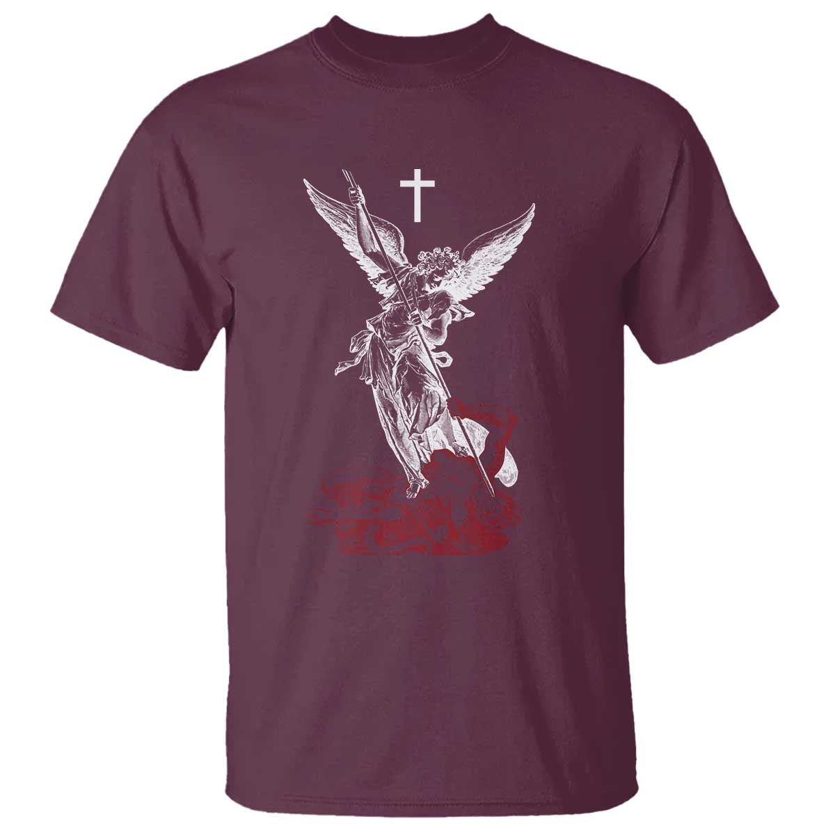 Saint Michael The Archangel Defeating Satan T Shirt TS10 Maroon Print Your Wear